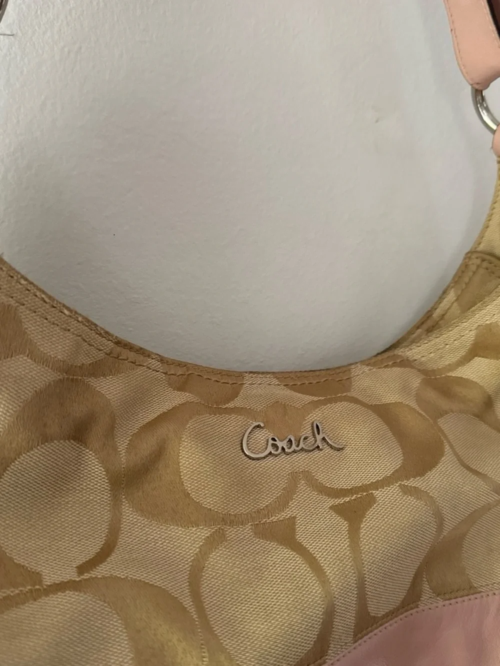 Vintage Y2K 2000s Coach Tan & Pink Soho Shoulder Bag